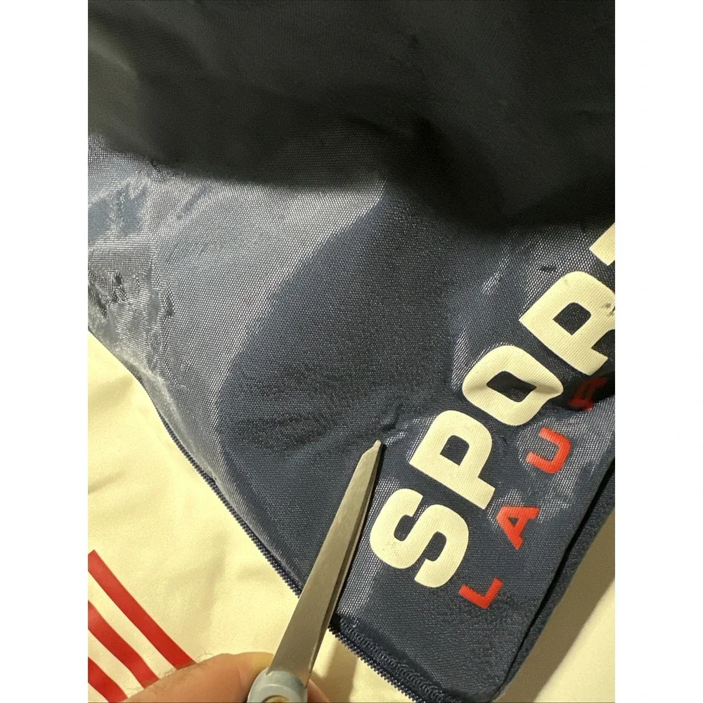 Vintage Polo Sport Ralph Lauren Tote Blue White Expandable Duffle Bag Strap 30in